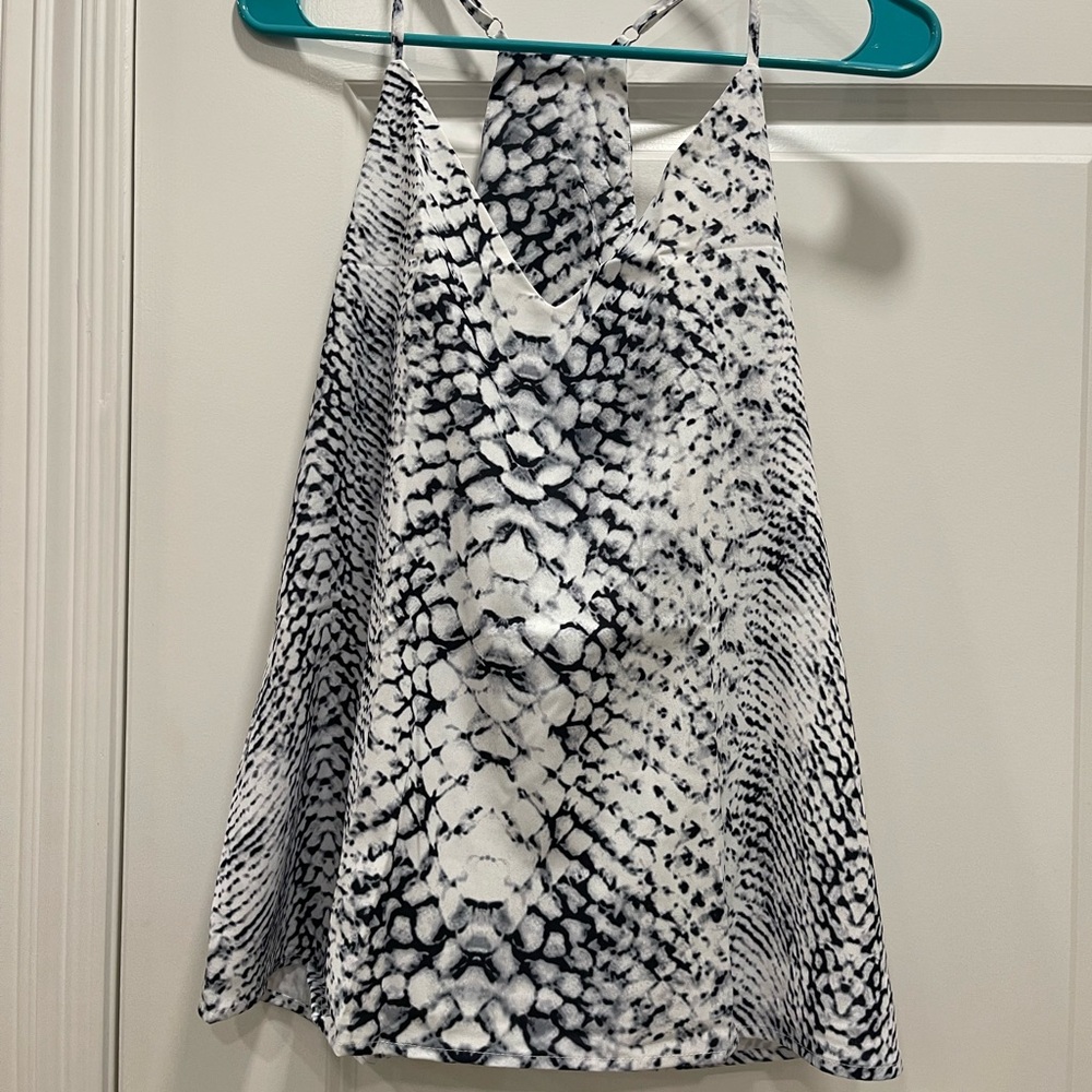 Black and White Snake Print Halter Top